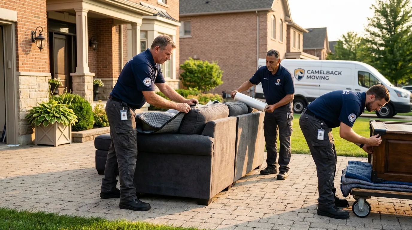 Large estate moving crew wrapping furniture in Pierz, MN
