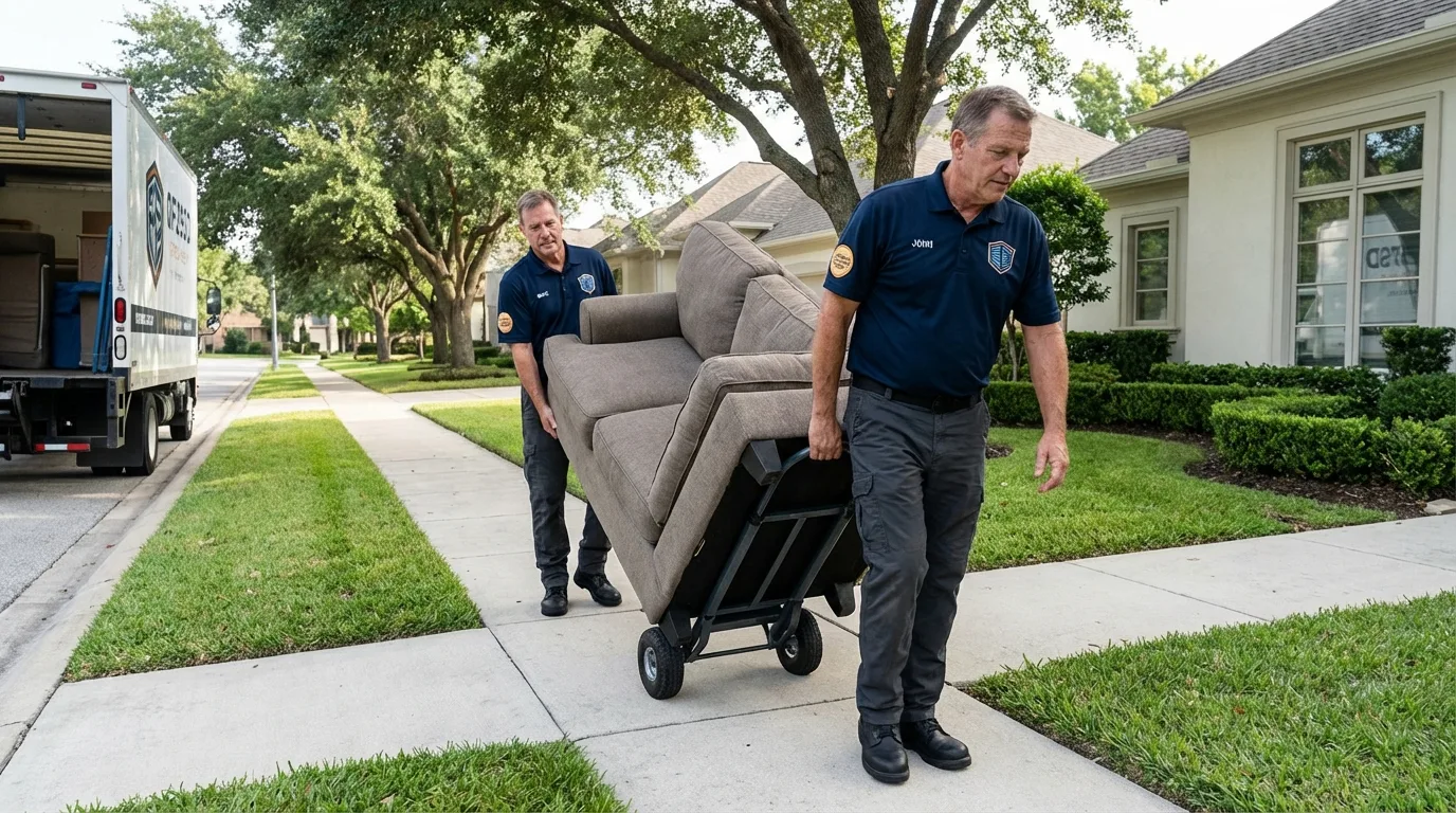 Local residential moving crew loading furniture in Pierz, MN